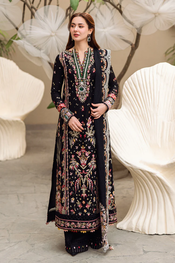 QALAMQAR-3PC DHANAK EMBROIDERED SHIRT WITH COTTON NET EMBROIDERED DUPATTA -BIC-14254