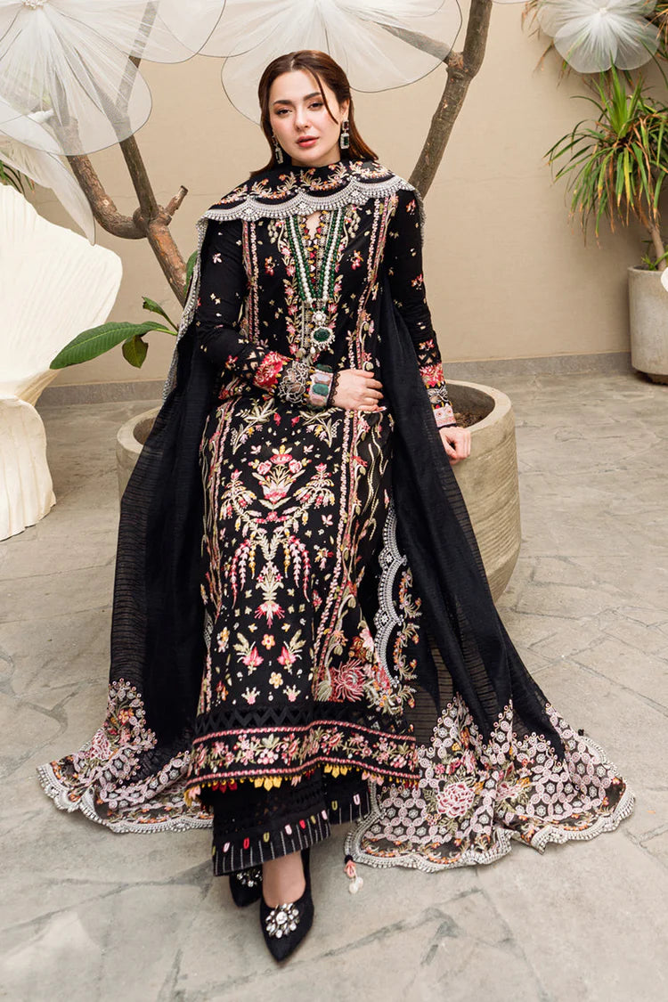 QALAMQAR-3PC DHANAK EMBROIDERED SHIRT WITH COTTON NET EMBROIDERED DUPATTA -BIC-14254