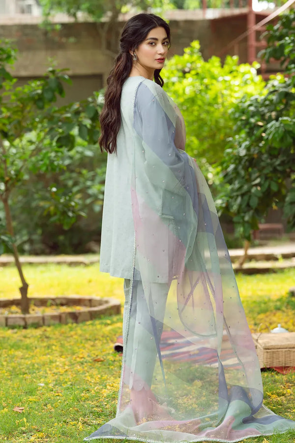 JAZMIN - UNSTITCHED 3PC DHANAK EMBROIDERED WITH ORGANZA PRINTED DUPATTA-1006