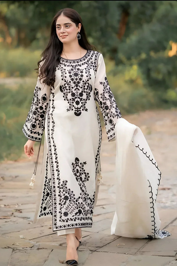 Jazmin Unstitched Dhanak 3PC Embroidered With Dhanak Embroidered Shawl-105