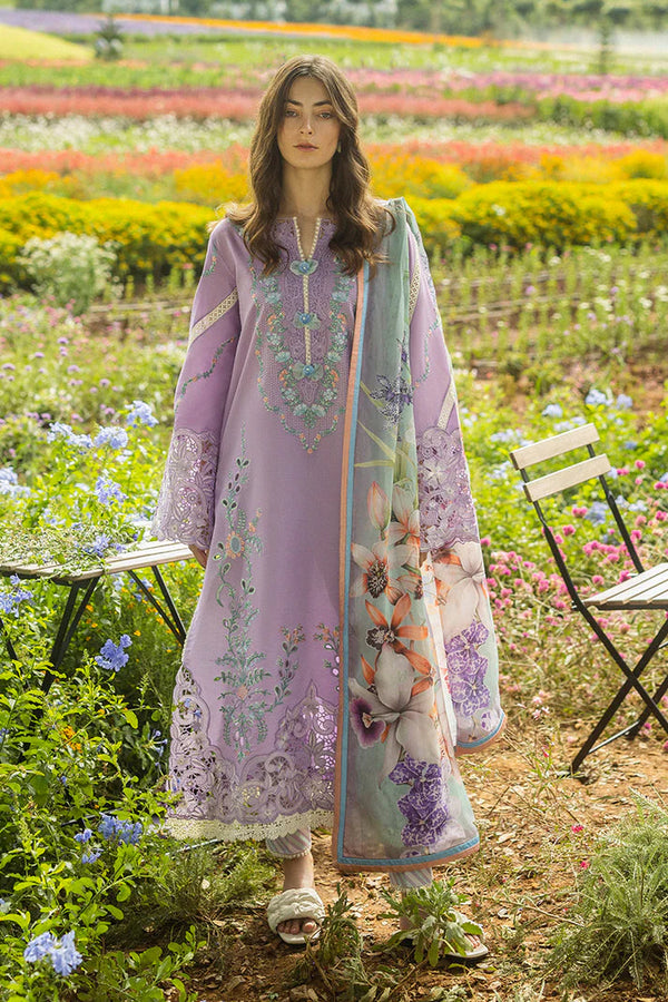 MUSHQ-3PC DHANAK EMBROIDERED SHIRT WITH COUTRAI WOOL PRINTED SHAWL AND TROUSER - 4018