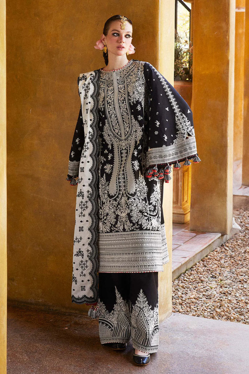 HUSSAIN REHAR-3PC DHANAK EMBROIDERED SHIRT WITH COTTON NET EMBROIDERED DUPATTA AND EMB TROUSER-14196