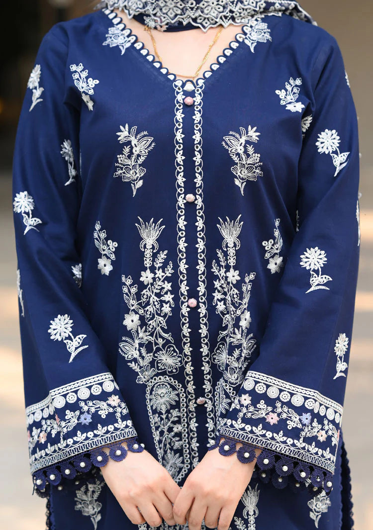 Libaas - Dhanak-3PC  Unstitched Embroidered Shirt with Chiffon Embroidered Dupatta-3460
