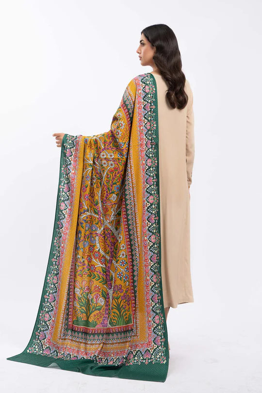 MARIA B - 3PC DHANAK EMBROIDERED SHIRT WITH PRINT SHAWL - 4076