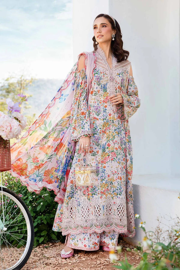 MARIA.B-3PC LAWN PRINTED SHIRT WITH CHIFFON PRINT DUPATTA AND PRINT TROUSER-BIC-2503