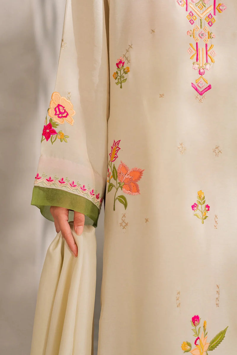 MIRANA - 3PC DHANAK EMBROIDERED SHIRT WITH BAMBER CHIFFON DUPATTA AND TROUSER-14289