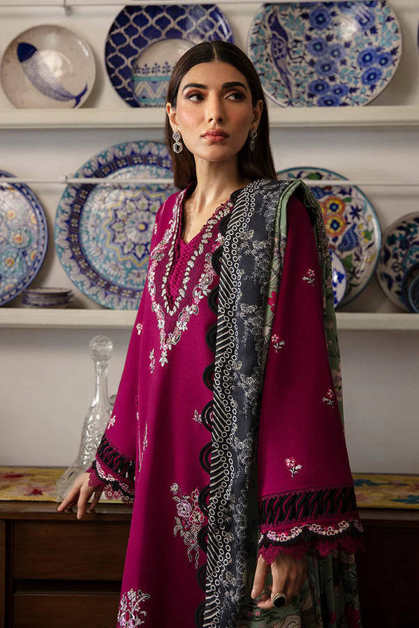 REPUBLIC-3PC DHANAK SEQUENCE EMBROIDERED SHIRT WITH COURTRAI PRINTED SHAWL & DHANAK TOUSER-4209