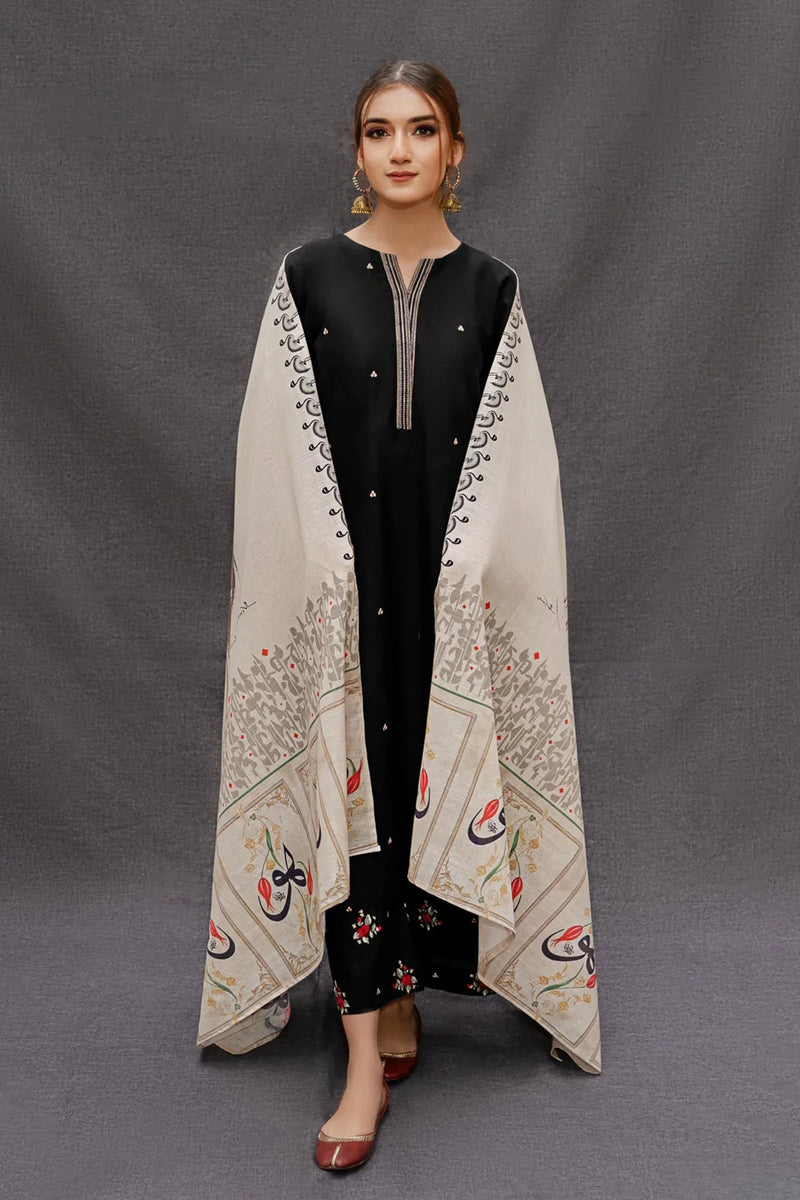 URGE - 3PC UNSTITCHED LAWN EMBROIDERED SHIRT WITH MONARK PRINT DUPATTA AND TROUSER-3516