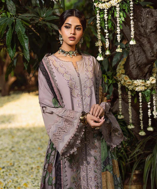 SAPPHIRE-3PC UNSTITCHED DHANAK EMBROIDERED SHIRT WITH COURTRAI WOOL PRINTED SHAWL AND EMB TROUSER-14100