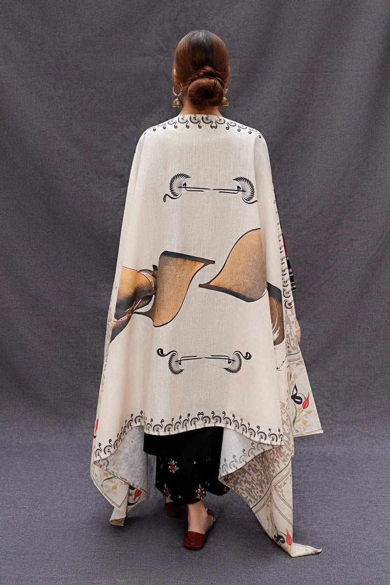 URGE - 3PC UNSTITCHED LAWN EMBROIDERED SHIRT WITH MONARK PRINT DUPATTA AND TROUSER-3516