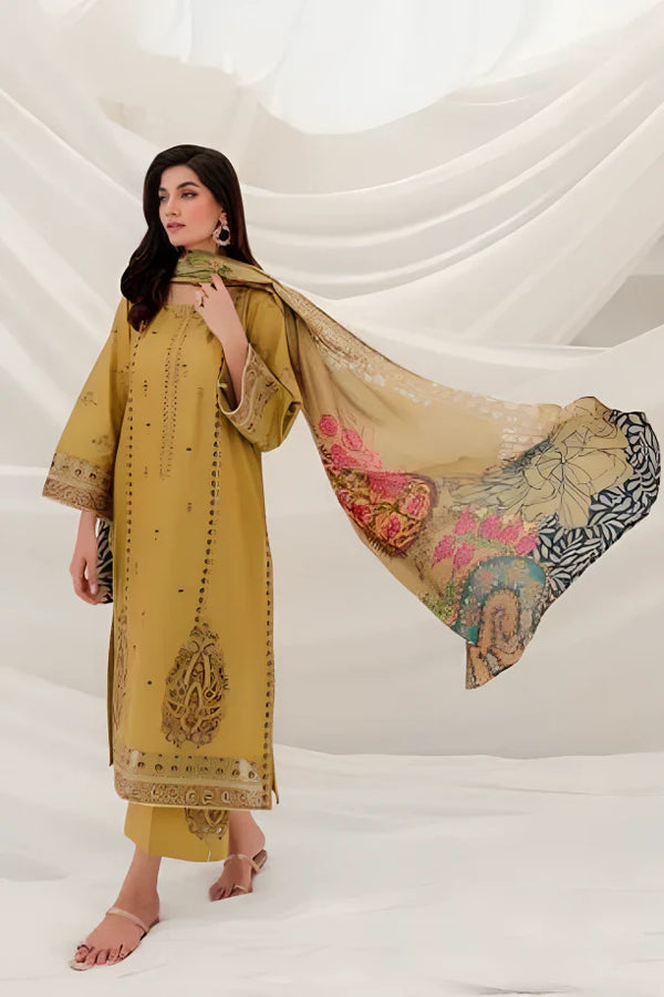 Dhanak 3PC Unstitched Embroidered With Digital Printed Wool Shawl-638