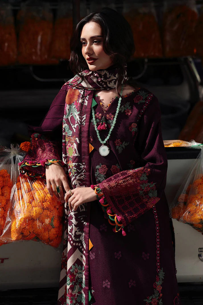 CHARIZMA-Dhanak-3PC Embroidered Shirt with Digital Printed Wool Shawl - NK 3555