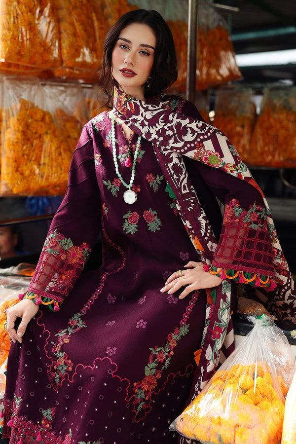 CHARIZMA-Dhanak-3PC Embroidered Shirt with Digital Printed Wool Shawl - NK 3555