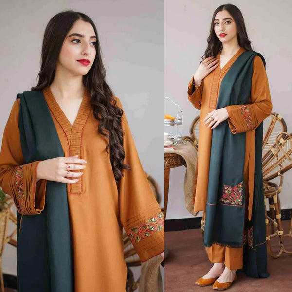 Aisling Dhanak 3PC Unstitched Embroidered-889