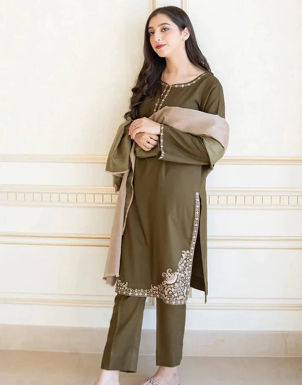 Aisling Unstitched 3PC Embroidered Dhanak-611