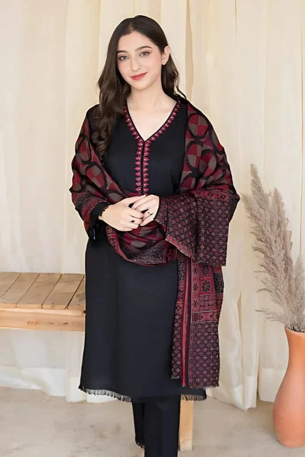 Aisling Unstitched Dhanak 3PC Embroidered WITH WOOL PRINT SHAWL-622