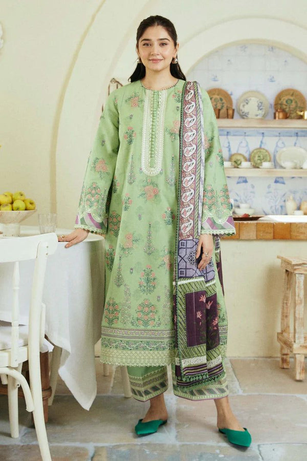 ZARA SHAHJAHAN 3PC EMBROIDERED DHANAK - 4197