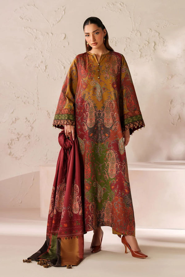 BAROUQE - 3PC UNSTITCHED KHADDAR PRINTED SHIRT WITH KHADDAR PRINTED DUPATTA AND PRINT TROUSER - NK 1202