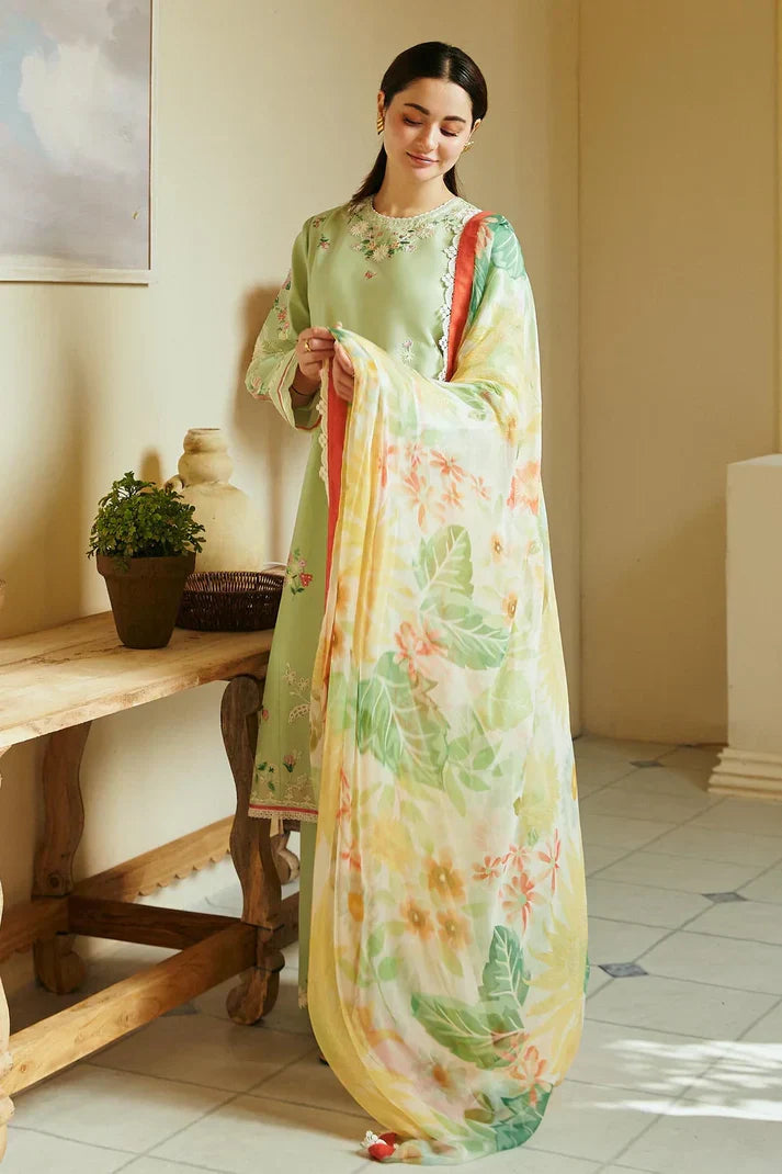 Zara Shahjahan - Dhanak-3PC Embroidered Shirt with Digital Printed Wool Shawl - NK 323