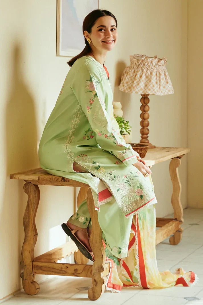 Zara Shahjahan - Dhanak-3PC Embroidered Shirt with Digital Printed Wool Shawl - NK 323