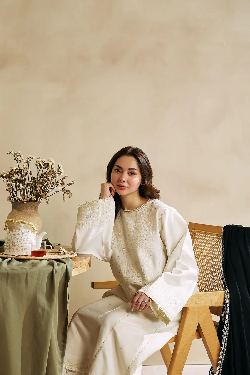ZARA SHAHJAHAN-3PC DHANAK EMBROIDERED SHIRT WITH SLUB DHANAK EMBROIDERED SHAWL-BIC-4010