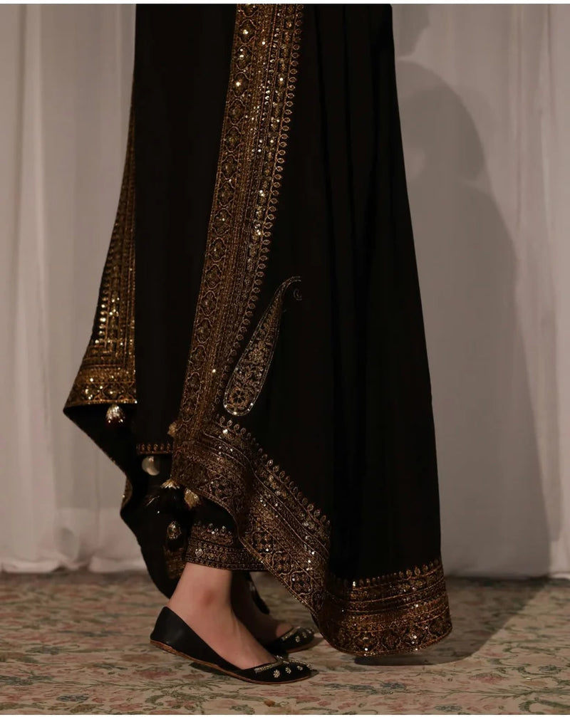 Niraksh - Dhanak 3PC Unstitched Embroidered Shirt with Organza Sequins Embroidered Dupatta- 13373