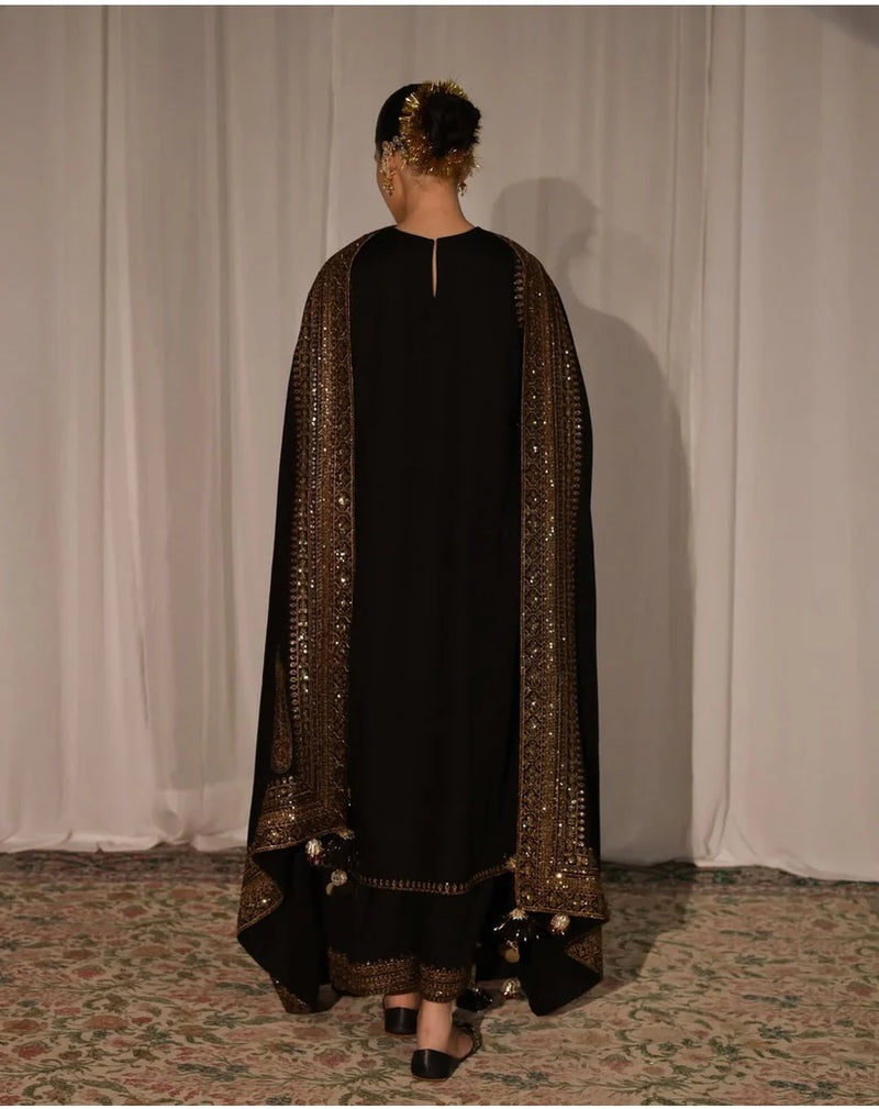 Niraksh - Dhanak 3PC Unstitched Embroidered Shirt with Organza Sequins Embroidered Dupatta- 13373