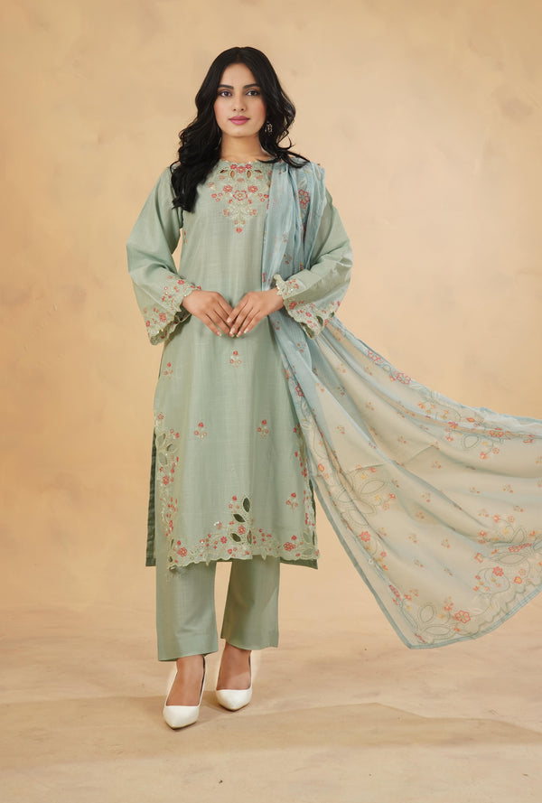 3 Piece Stitched Luxury Embroidered Pret | N - 5019