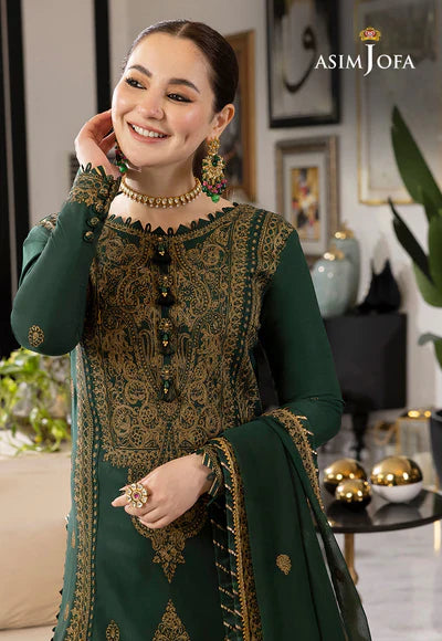 ASIM JOFA-3PC UNSTITCHED LAWN EMBROIDRED SHIRT WITH CHIFFON EMBROIDRED DUPATTA AND TROUSER-3609