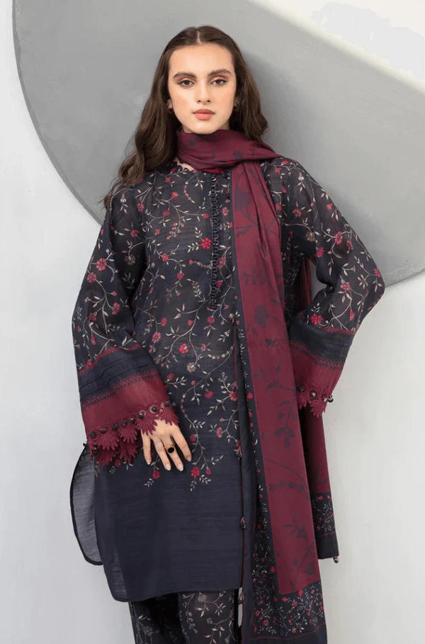 KARANDI Unstitched 3PC  PRINTED SHIRT WITH KARANDI PRINTED DUAPTTA AND TROUSER-812
