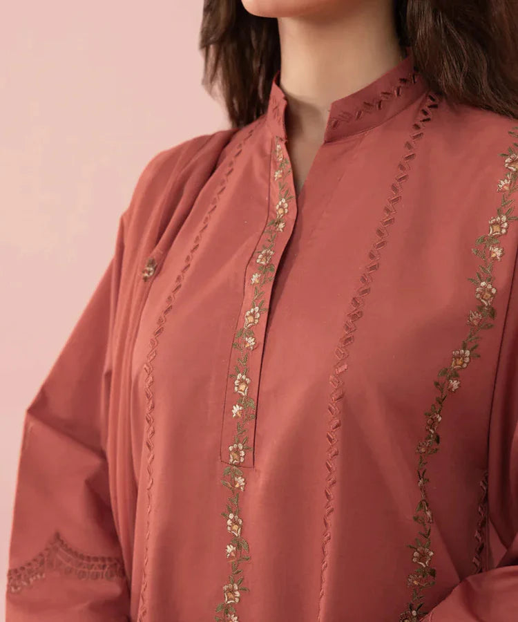 SAPPHIRE-3PC DHANAK EMBROIDERED SHIRT WITH BAMBER CHIFFON EMBROIDERED DUPATTA-BIC-14131